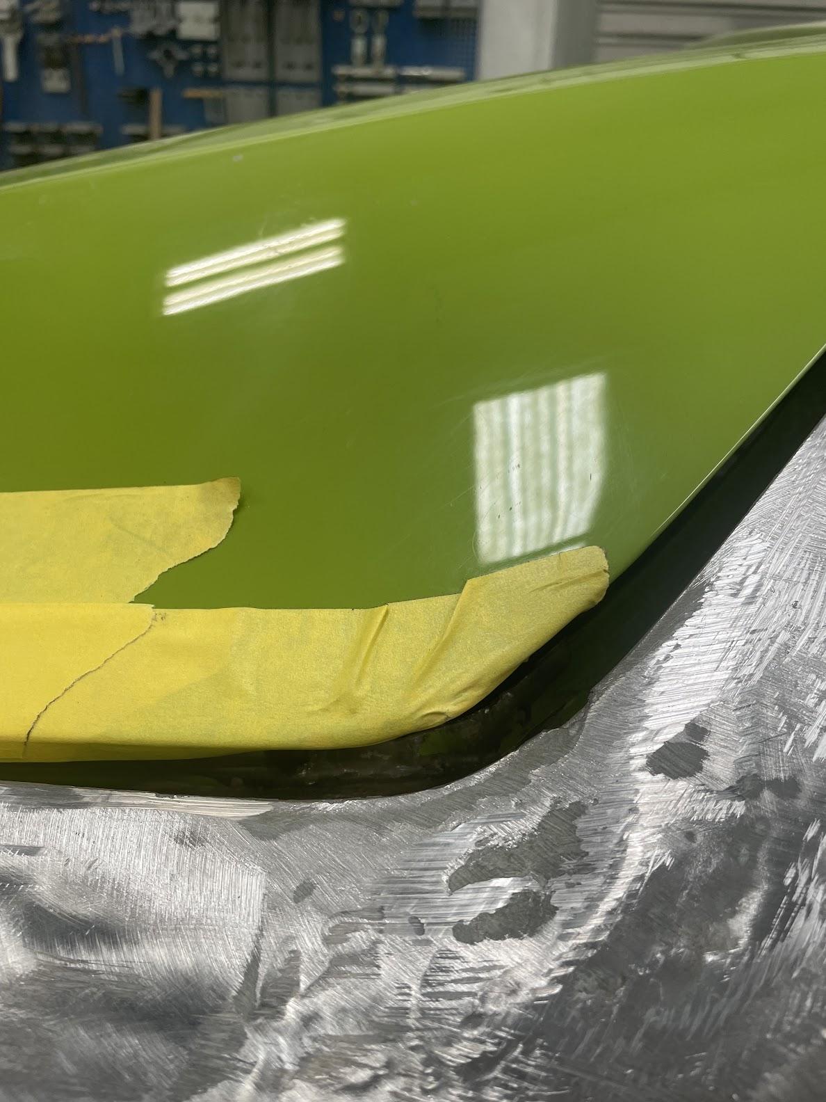 The most difficult damage to repair was the kink in the rear quarter where the hatch meets